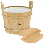 Sauna buckets, pails, basins SAWO WOODEN BUCKET WITH LID, PINE, 40L