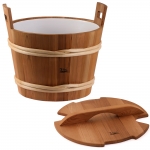 Sauna buckets, pails, basins SAWO WOODEN BUCKET WITH LID, CEDAR, 40L